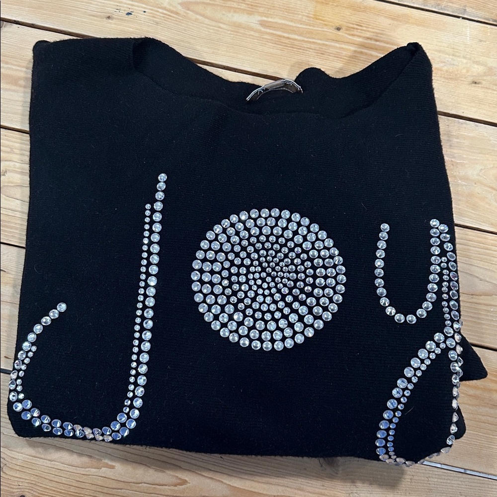 Vida Milano Vintage Women's 25 % Wool Black Embellished Sweater Sz L - Picture 6 of 6